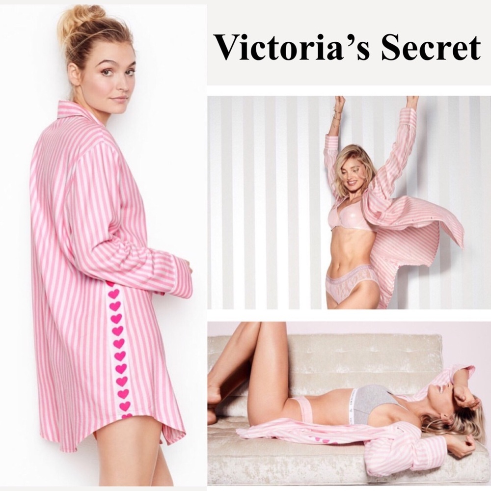 Victoria’s Secret logo pink stripe sleep shirt